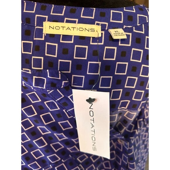 Notations Blue and White Box Pattern, XL Adjustable Sleeves - Picture 5 of 5